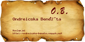 Ondreicska Benáta névjegykártya